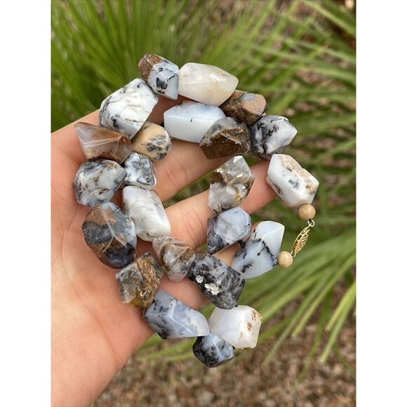 GSJ Signed 144 Grams Chunky Raw Agate Heavy 16" Necklace 14k Statement VTG - Picture 8 of 12